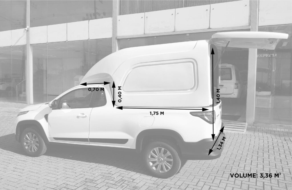 Capota de Fibra para Fiat Strada modelo carga alta.